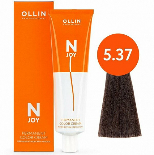Перманентная крем-краска для волос OLLIN N-joy 100 мл коричневый, золотистый, шатен 5/37 светлый шатен золотисто-коричневый