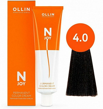 Перманентная крем-краска для волос OLLIN N-joy 100 мл шатен 4/0 шатен