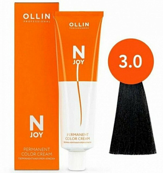 Перманентная крем-краска для волос OLLIN N-joy 100 мл шатен 3/0 темный шатен