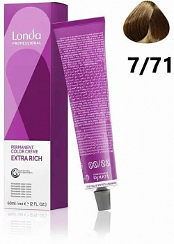 Стойкая крем-краска для волос Londa Professional Londacolor 60 мл коричневый, блондин, пепельный 7/71 блонд коричнево-пепельный