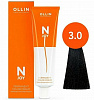 Перманентная крем-краска для волос OLLIN N-joy 100 мл 3/0 темный шатен