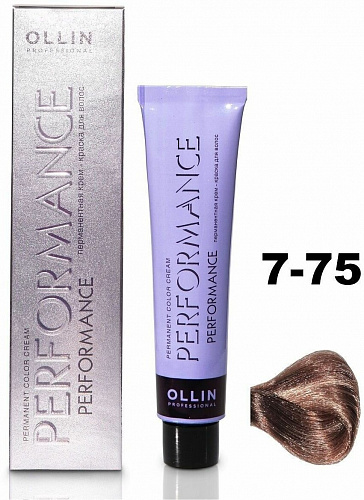 Перманентная крем-краска для волос OLLIN PERFORMANCE 60 мл коричневый, махагон, русый 7/75 русый коричнево-махагоновый
