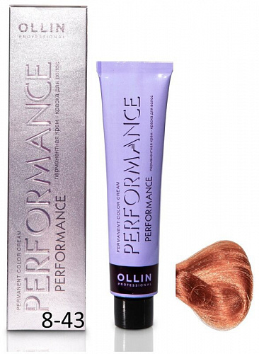 Перманентная крем-краска для волос OLLIN PERFORMANCE 60 мл медный, золотистый, русый 8/43 светло-русый медно-золотистый
