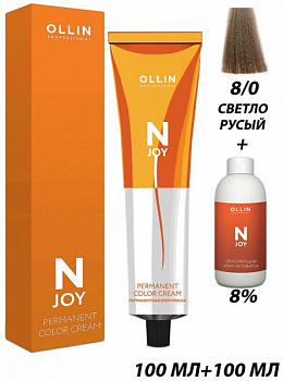 Перманентная крем-краска для волос OLLIN N-joy 100 мл русый 8/0 светло-русый