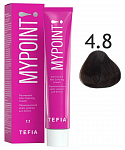 Перманентная крем-краска для волос Tefia MYPOINT 60 мл коричневый, брюнет 4.8 брюнет коричневый