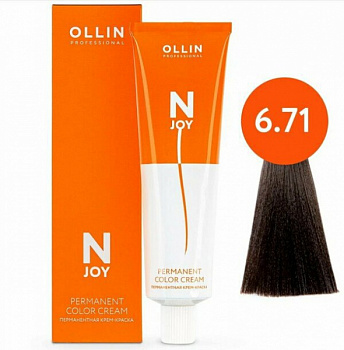 Перманентная крем-краска для волос OLLIN N-joy 100 мл коричневый, пепельный, русый 6/71 темно-русый коричнево-пепельный
