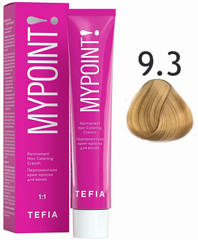 Перманентная крем-краска для волос Tefia MYPOINT 60 мл 9.3 очень светлый блондин золотистый