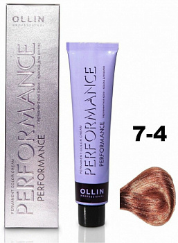 Перманентная крем-краска для волос OLLIN PERFORMANCE 60 мл медный, русый 7/4 русый медный OLLIN PERFORMANCE 60 мл медный, русый 7/4 русый медный