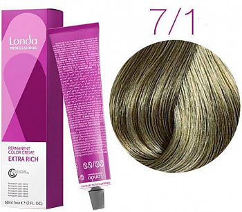 Стойкая крем-краска для волос Londa Professional Londacolor 60 мл блондин, пепельный 7/1 блонд пепельный