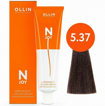 Перманентная крем-краска для волос OLLIN N-joy 100 мл коричневый, золотистый, шатен 5/37 светлый шатен золотисто-коричневый