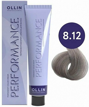 Перманентная крем-краска для волос OLLIN PERFORMANCE 60 мл фиолетовый, пепельный, русый 8/12 светло-русый пепельно-фиолетовый