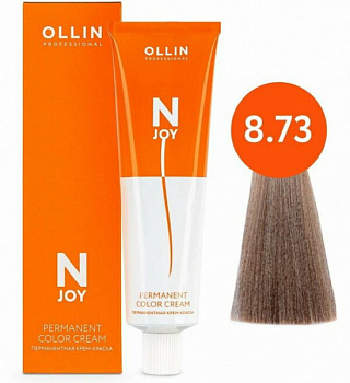 Перманентная крем-краска для волос OLLIN N-joy 100 мл коричневый, золотистый, русый 8/73 светло-русый коричнево-золотистый