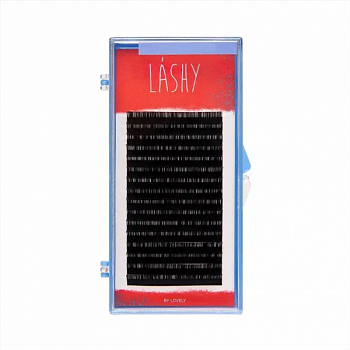 Ресницы чёрные LASHY - 16 линий M 0.10*9mm Lovely LASHY красная