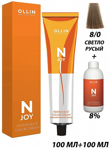 Перманентная крем-краска для волос OLLIN N-joy 100 мл русый 8/0 светло-русый