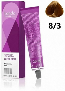 Стойкая крем-краска для волос Londacolor Professional 60 мл 8/3 светлый блонд золотистый