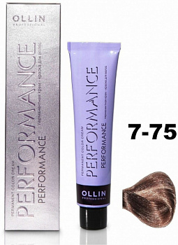 Перманентная крем-краска для волос OLLIN PERFORMANCE 60 мл коричневый, махагон, русый 7/75 русый коричнево-махагоновый