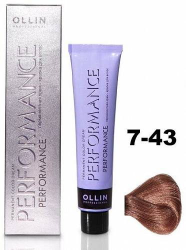 Перманентная крем-краска для волос OLLIN PERFORMANCE 60 мл медный, золотистый, русый 7/43 русый медно-золотистый