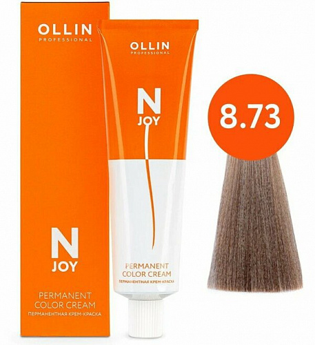 Перманентная крем-краска для волос OLLIN N-joy 100 мл коричневый, золотистый, русый 8/73 светло-русый коричнево-золотистый