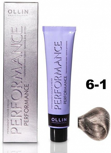 Перманентная крем-краска для волос OLLIN PERFORMANCE 60 мл пепельный, русый 6/1 темно-русый пепельный