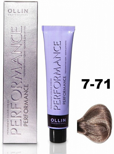 Перманентная крем-краска для волос OLLIN PERFORMANCE 60 мл коричневый, пепельный, русый 7/71 русый коричнево-пепельный