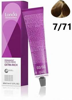 Стойкая крем-краска для волос Londa Professional Londacolor 60 мл коричневый, блондин, пепельный 7/71 блонд коричнево-пепельный