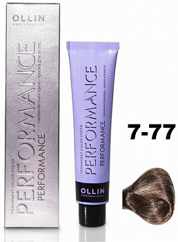 Перманентная крем-краска для волос OLLIN PERFORMANCE 60 мл коричневый, русый 7/77 русый интенсивно-коричневый