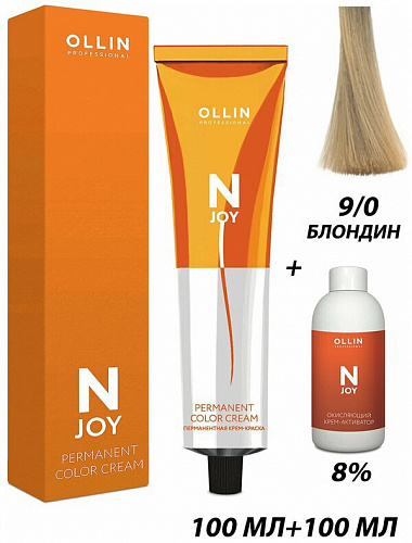 Перманентная крем-краска для волос OLLIN N-joy 100 мл блондин 9/0 блондин
