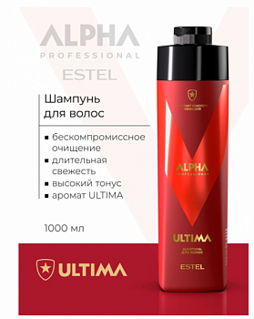 Мужской шампунь для волос ALPHA ULTIMA PRO с экстрактом красного женьшеня 1000 мл ESTEL PROFESSIONAL