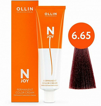 Перманентная крем-краска для волос OLLIN N-joy 100 мл махагон, красный, русый 6/65 темно-русый красно-махагоновый