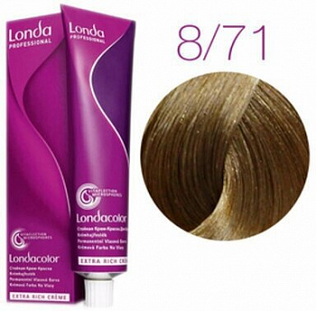 Стойкая крем-краска для волос Londacolor Professional 60 мл 8/71 блондин коричево-пепельный
